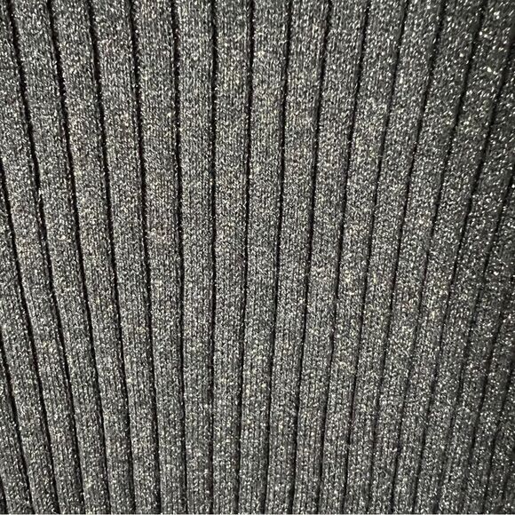 Chico’s Women’s Graphite Gray Metallic Lurex Ribbed Coolmax Turtleneck Sweater - Picture 6 of 7